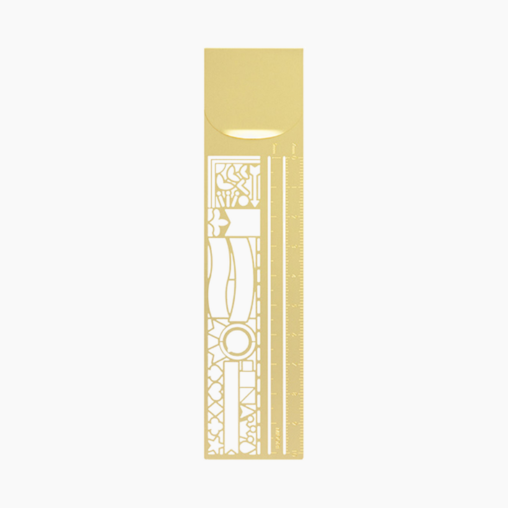 Midori Clip Ruler Brass Decorative Patterns - NOMADO Store