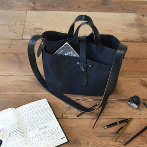 Peg and Awl All Black Waxed Canvas Tote - Standard/No Zipper - NOMADO Store 