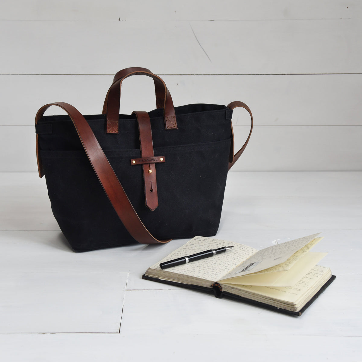 Peg and Awl Waxed Canvas Tote - Coal/Zipper - NOMADO Store 