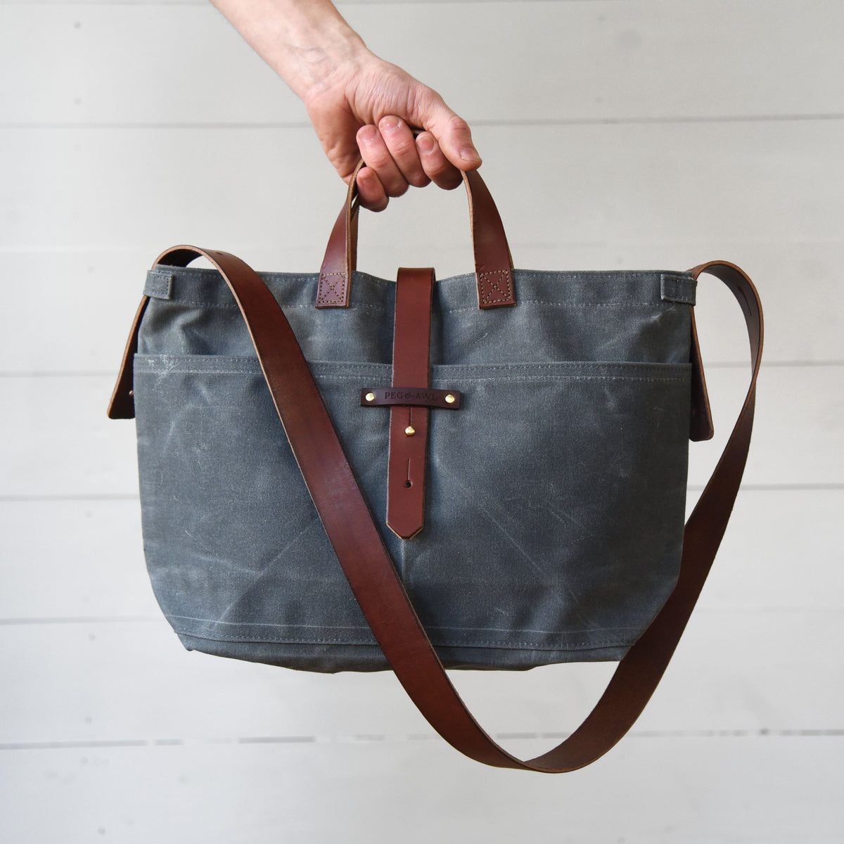 Peg and Awl Waxed Canvas Tote - Slate/Zipper - NOMADO Store 