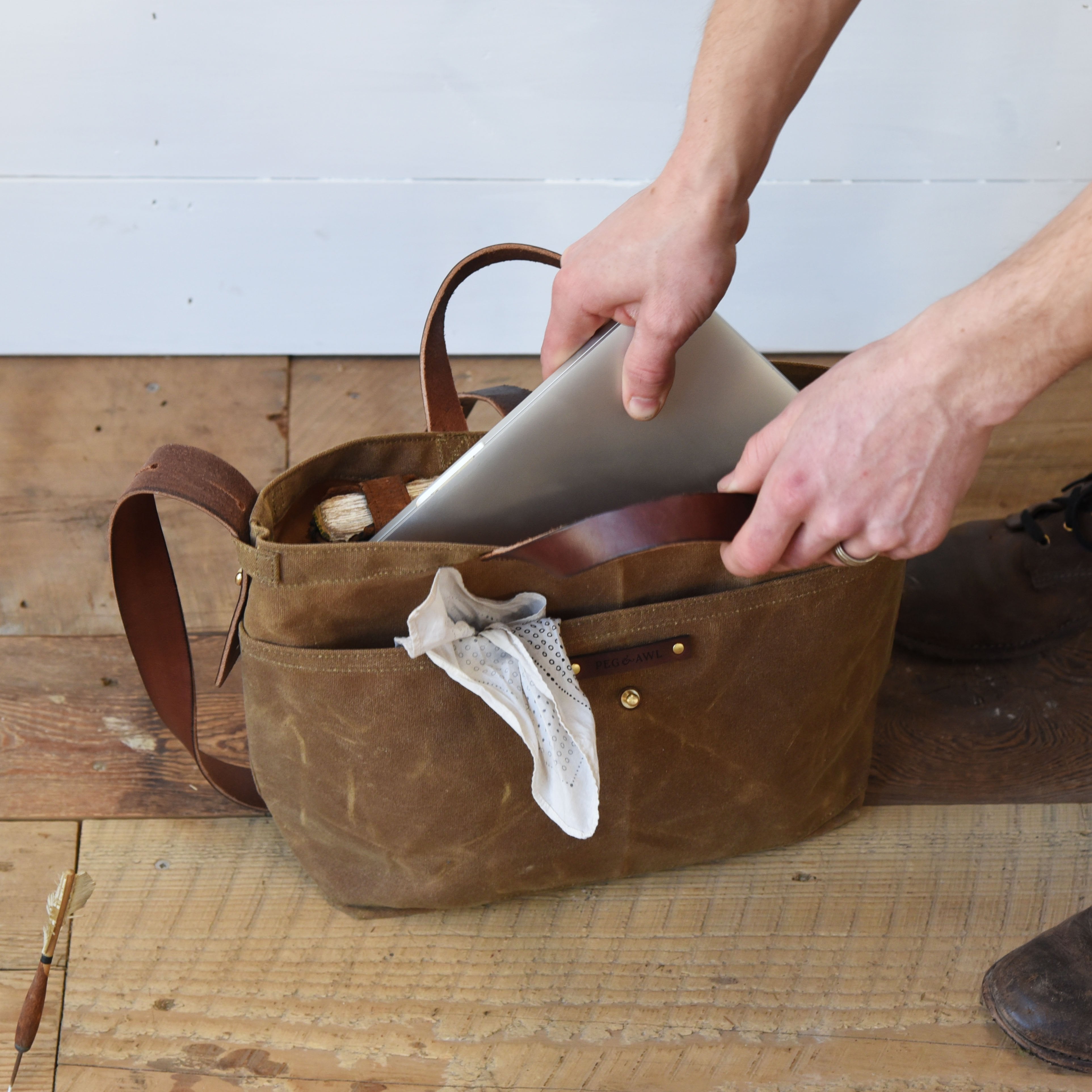 Large Waxed Canvas Tote Bag