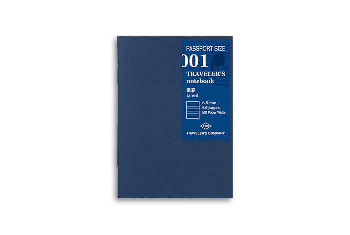Midori Traveler's Notebook Passport size - 001. Lined Refill MD Passport Size - NOMADO Store 