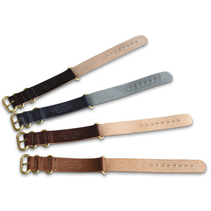 Superior Labor NATO type luxury leather watch strap, solid brass fittings (5 colours) - NOMADO Store 